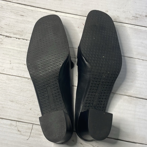 Etienne Aigner Black Reptile Embossed Leather Tassel Block Heel Mule - Picture 7 of 9